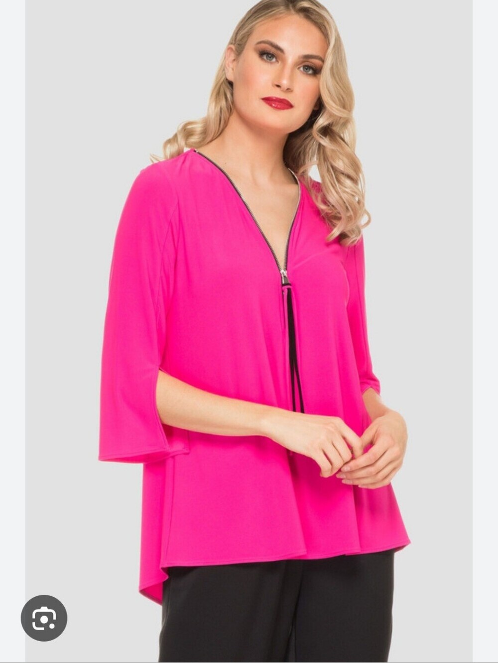 Joseph Ribkoff Women's 8  Pink Blouse Polyester Tunic Quarter Zip Summer Casual